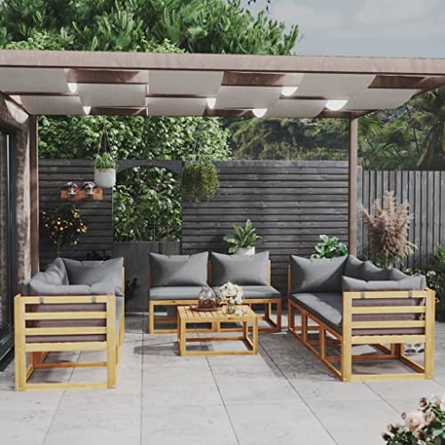 ZQQLVOO Lounge Sessel Terrassenmöbel Terassenmöbel Außen9-tlg. Garten-Lounge-Set mit Auflagen Massivholz Akazie