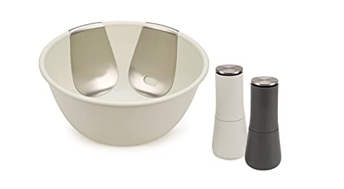 Joseph Joseph 20184 Serve it in Style Salatschüssel mit Salatbesteck & Salz-und Pfeffer-Set, PBT, Stone