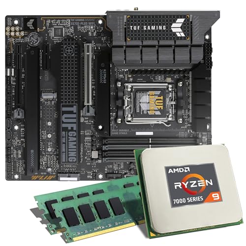 Mainboard Bundle | AMD Ryzen 9 7950X3D, 16x 4200 MHz, 32 GB DDR5-RAM, ASUS TUF Gaming X670E-PLUS WiFi, 4X M.2 Port, PCIe 5.0 x16, USB 3.2 Gen2x2 | Tuning Kit | CSL PC Aufrüstkit