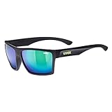 uvex LGL 29 - Sonnenbrille für Damen und Herren - verspiegelt - Filterkategorie 3 - black matt/green - one size