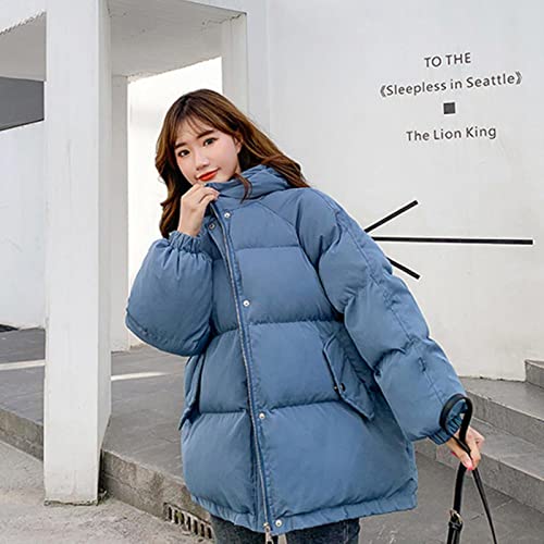 Frauen Winterkleidung Nette Bubble Coat PufferjackeWarm Herbst 2021 Korean Lila Mit Kapuze Harajuku Streetwear Schwarz Beige-Blau,XL