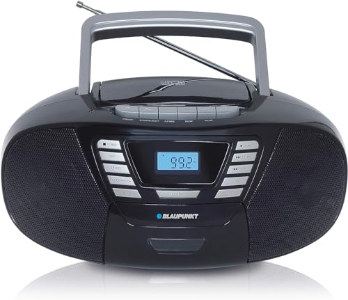 Blaupunkt B 120 BK tragbarer CD Player mit Bluetooth | Kassettenrekorder | Hörbuch Funktion | CD-Player mit USB | kleines CD-Radio | Aux In | PLL UKW Radio | Radio mit CD Spieler | Schwarz
