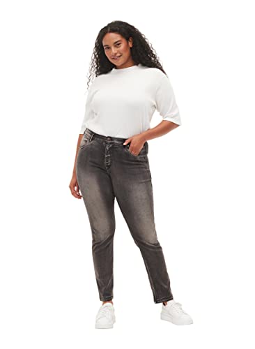 Zizzi Damen Große Größen Emily Jeans Slim Fit Gr 42W / 82 cm Dark Grey Denim