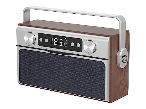 MANTA Radio Ibiza RDI917PRO - mit Bluetooth 5.0 - FM-Radio mit 50 Senderspeicherplätzen - Hohe Leistung 20 W - Eingebauter Akku - Uhr mit Alarm - Radiowecker - Uhrenradio - 25,5 cm x 19 cm x 9,5 cm