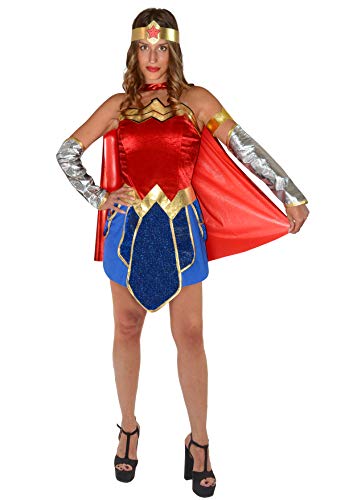 Ciao Damen Wonder Woman Costume Donna Originale DC Comics (Taglia S) Con Frusta Lazo Della Verita' Kostüme, rot/blau, S