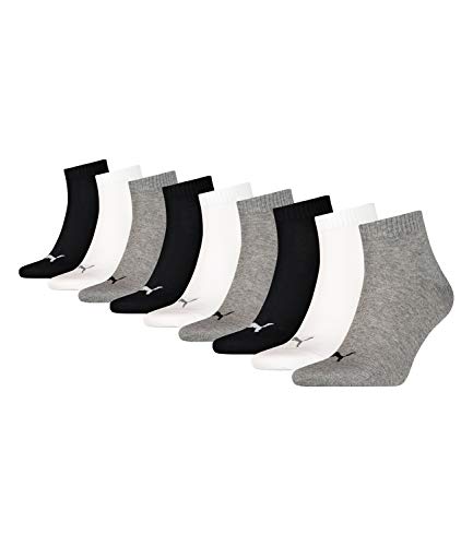 Puma 15 Paar Unisex Quarter Socken Sneaker Gr. 35-49 für Damen Herren Füßlinge, Farbe:882 - grey/white/black, Socken & Strümpfe:43-46