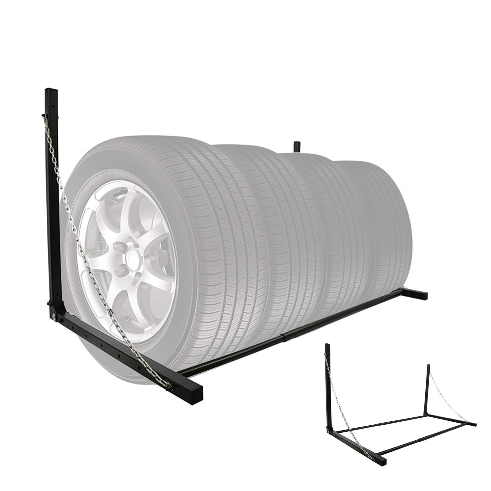 APT Reifen Wandhalter, schwarz pulverbeschichtet, Stahl, 90-130 cm, bis 90 kg