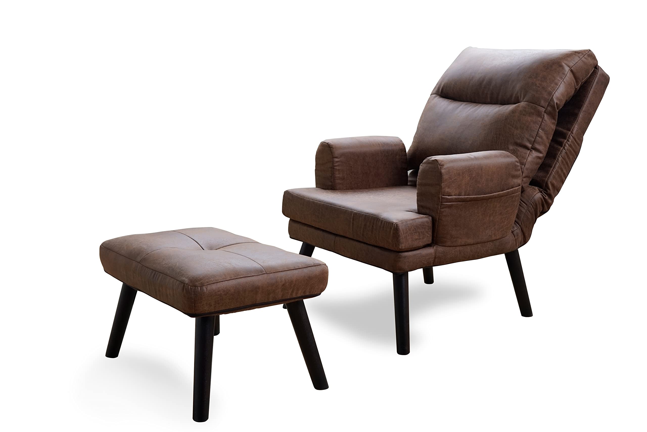 Grekpol-Sessel, moderner Sessel für Wohnzimmer, Schlafzimmer mit 5-Stufen-Verstellung, skandinavischer Stil-NEMO (Vintage Braun Cortes 41)