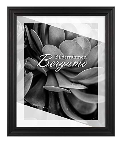 BIRAPA Bilderrahmen Bergamo 24x30 cm in Schwarz Gemasert aus MDF Holz mit Antireflex Kunstglas Scheibe