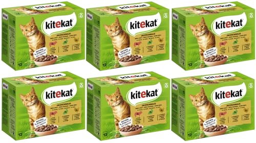 KITEKAT Portionsbeutel Multipack Katzenfutter Nassfutter (6X 12x85g, Jagdschmaus in Sauce)