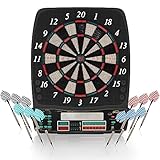 Physionics Elektronische Dartscheibe - 28 Spiele, 12 Soft Pfeile und 100 Ersatzspitzen, LED Anzeige - Profi Dartspiel, Dartboard, Dartautomat