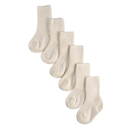 CALZITALY PACK 2, 4, 6 Paare Sock für Baby, Socken für Kind, Baby Socken aus Baumwolle, Weicher Rippenstrick | 0 bis 12 Monate | Made in Italy (3-6 monate, 6 Paare: Melange Beige)