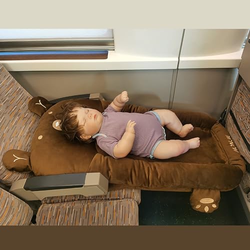 ZDMZR Flugzeugbett for Kleinkinder, Automatratze Auf Dem Rücksitz, Flugzeug Baby Reisebett, Kinder Flugzeugbett mit Gurt, Kein Aufblasen Erforderlich (Color : Brown)