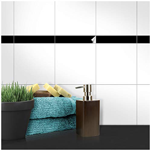 Wandkings Fliesenaufkleber - Wähle eine Farbe & Größe - Schwarz Seidenmatt - 2,5 x 15 cm - 100 Stück für Fliesen in Küche, Bad & mehr