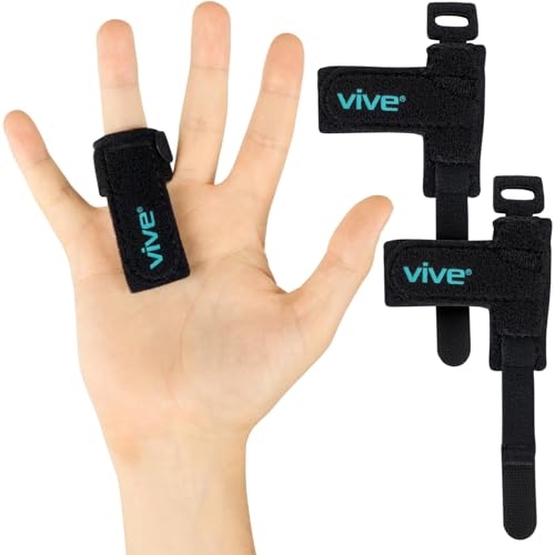 Vive Trigger-Fingerschiene, Bandage, zum Glätten von gebogenen, gebogenen, verriegelten und tenosierenden Tenosynovitis, Hände, Sehnenlinderung und Schmerzlinderung, 2 Stück, Schwarz