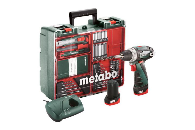 METABO Akku-Bohrschrauber PowerMaxx BS Basic Set (600080880); Mobile Werkstatt; Kunststoffkoffer; 10.8V 2x2Ah Li-Ion + LC 40