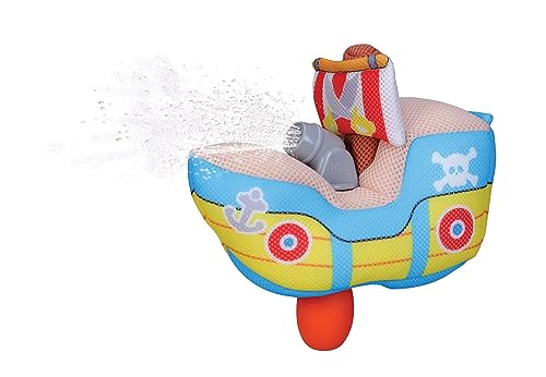 BBJunior Splash'N Play - Water Squirter Pirat Boat: Spielzeugboot mit weichem Körper und Wasserspritze, ideal für Wasser geeignet, ab 24 Monaten, 21 cm, blau (16-89062)
