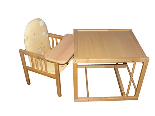 Cosing C-0115 Kombi-Hochstuhl aus Buchenholz mit Sitz gepolstert/Kinder Tisch & Stuhl, weiß