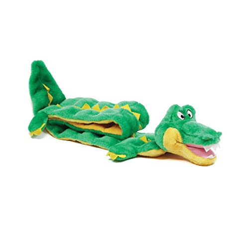 Outward Hound Kyjen 32037 Squeaker Matz Alligator mit 32 Quietschelementen Plüsch Quietschspielzeug Hundespielzeuge, Größe XL, Grün