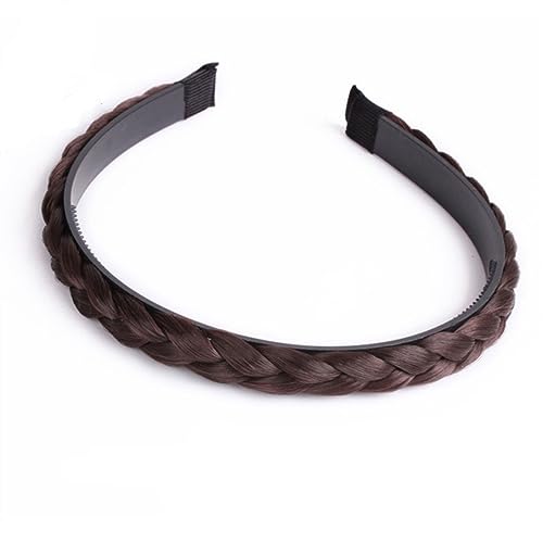 Zopf Perücke Twist Haarbänder for Frauen rutschfeste geflochtene Perücken Stirnband Haarschmuck (Color : StyleB-dark brown1.5)