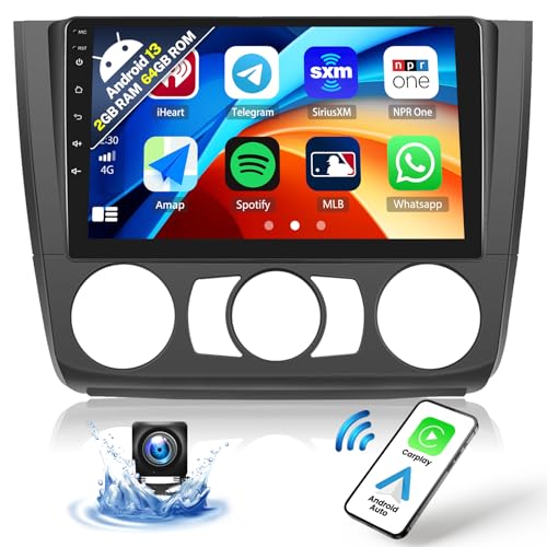 2+62GB 2 DIN Android 13 Autoradio für BMW 1er Serie E87 E81 E82 E88 2004-2012 mit Carplay & Android Auto, 9 Zoll Touchscreen mit Bluetooth WiFi GPS FM / RDS Hi-FI SWC+Rückfahrkamera