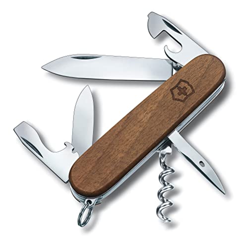 Victorinox Spartan Wood Taschenmesser, mit Holzgriff, 10 Funktionen, Klinge, Korkenzieher, Dosenöffner, nussbaumholz