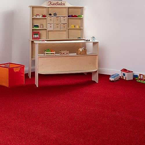 Steffensmeier Teppichboden Cambridge Young Meterware | Auslegware für Kinderzimmer Wohnzimmer Schlafzimmer | Rot, Größe: 200x400 cm