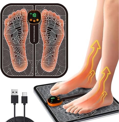 EMS Fußmassagegerät,Faltbares und Tragbares Elektrisches Fußmassagegerät zur Durchblutungs-und Muskelschmerzlinderung(Charging Type),8 Modi und 19 Intensitäten,Fußmassagegerät Elektrisch