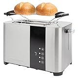 ProfiCook Toaster, Toaster 2 Scheiben mit Sensor Touch Bedienung, Auftau-, Aufwärm-/ Schnellstoppfunktion, Toaster mit Brötchenaufsatz, Toaster Edelstahl, PC-TA 1250