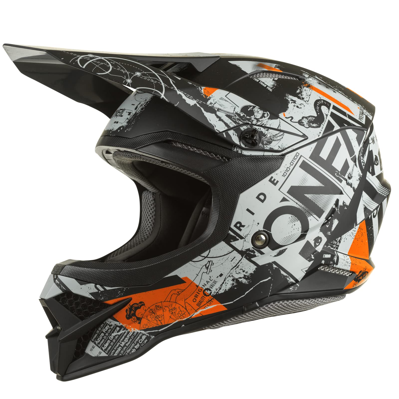 O'NEAL | Motocross-Helm | MX Enduro Motorrad | ABS-Schale, Sicherheitsnorm ECE 2205, Lüftungsöffnungen für optimale Belüftung & Kühlung | 3SRS Helmet Scarz V.22 | Erwachsene | Schwarz Grau Orange | L