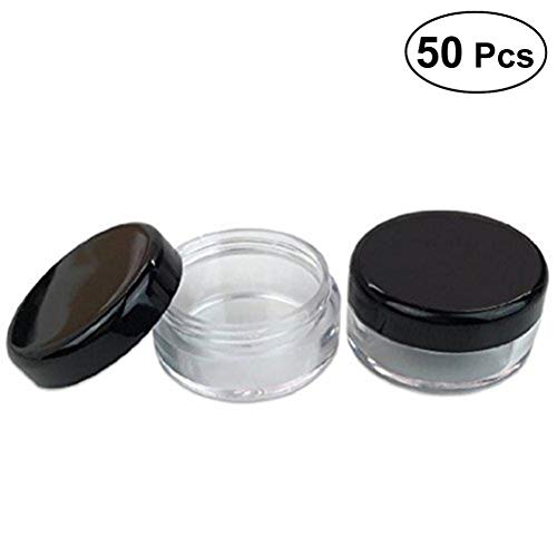 Frcolor 5 g/5 ml leerer Kosmetikbehälter aus Kunststoff rund Kosmetikbehälter mit Deckel, 50 Stück (schwarz)