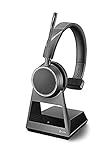 Plantronics – Voyager 4220 Office Headset (Poly) – Stereo Bluetooth-Kopfhörer mit Bügel-Mikrofon, Noise-Cancelling & Ladestation – Anschluss Mobil- & Festnetztelefon - Teams, Zoom & mehr