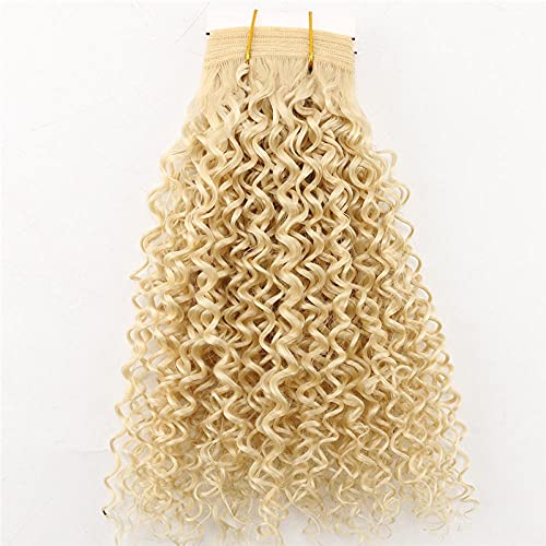 Haarseil 100G / Stück Kurze Afro Kinky Curly Hair Webart Braune Farbe Hochtemperatur-Kunsthaarverlängerung-#613_14 Zoll 1 Stück