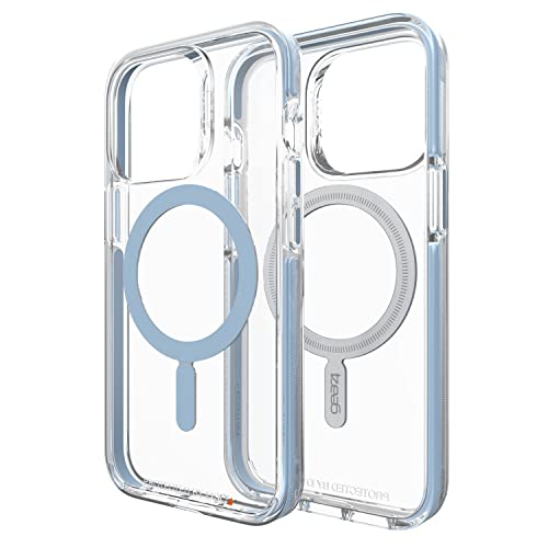 Gear4 Santa Cruz Snap Case – MagSafe kompatibel, transparente Schutzhülle, die das D3O Schutzmaterial hervorhebt, für Apple iPhone 6.1P, Blau