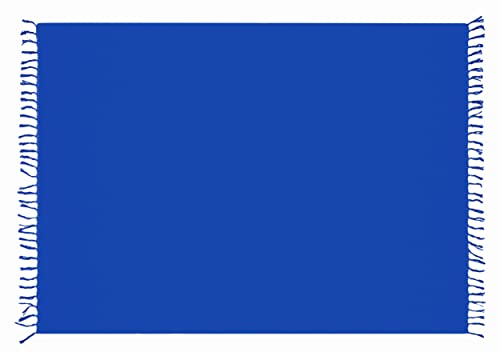 Ciffre Pareo Sarong Tuch Damen Herren - Wickelrock Strand - Strandtuch Blickdicht als Wickeltuch oder Handtuchkleid und Wickelkleid Unisex Frauen und Männer - mit Schnalle einfarbig Blau