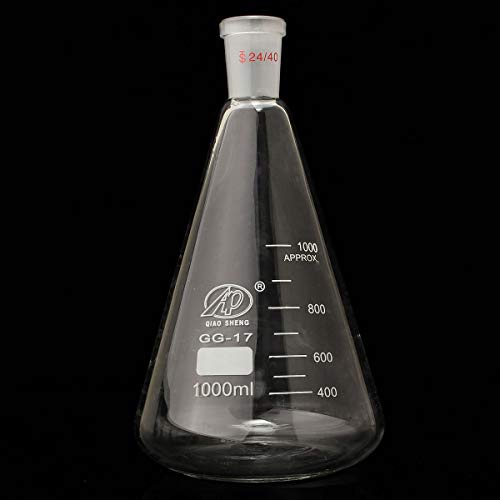 ExcLent 1000 Ml, 24/40, Erlenmeyerkolben Aus Glas, 1 L, Konische Flasche, Laborchemie-Glaswaren