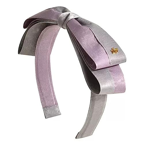 Rutschfester Haarreifen Zweifarbiges Patchwork-Haarband Mit Kollisionsschleife, Party, Hochzeit, Kopfbedeckung, Haarschmuck (Color : Purple, Size : 16x17cm)