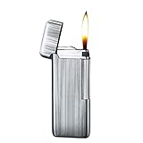 FUNNYBSG Ultradünnes aufblasbares Feuerzeug, Metallgasfeuerzeug, einzigartige seitliche Zündung for Männer, Frauenfeuerzeuge, Geburtstag, Weihnachten, Valentinstag. (Color : Silver)