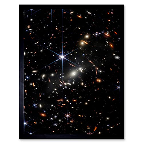 NASA James Webb Space Telescope Deep Field Image Stars Thousands Galaxies Photo Art Print Framed Poster Wall Decor 12x16 inch