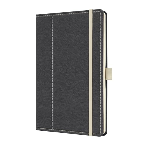 Sigel CO697 Premium Notizbuch, Leder-Look, dotted, ca. A5, grau, weiß, Hardcover, 194 Seiten, Conceptum