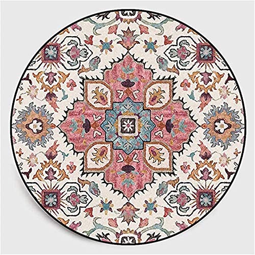 Nicole Knupfer Mandala Runde Teppich Vintage Boho Waschbar Teppich für Wohnzimmer Schlafzimmer Badezimmer Küche Beach Dekor (H,160 x 160cm)