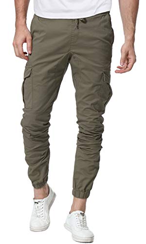 CARETOO Jogger Cargo Herren Hosen Chino Jeans Fitness Sport Trekking Stretch Freitzeithose Streetwear Hosen für Alle Jahreszeiten, Grün-New, XL