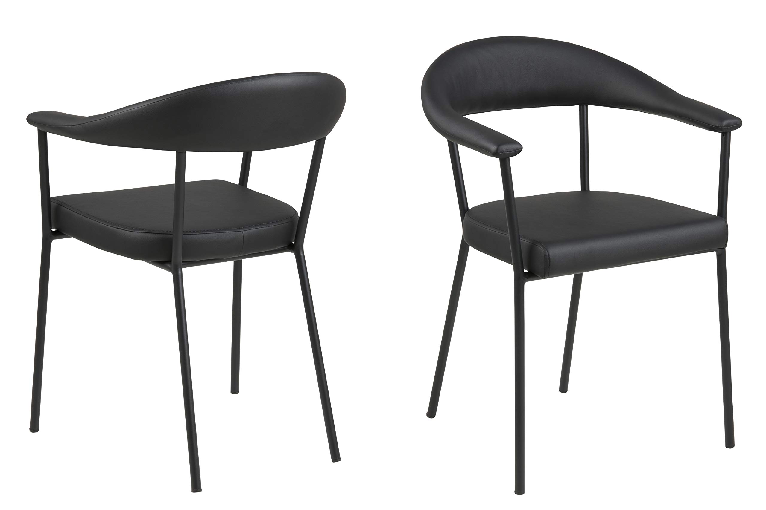 AC Design Furniture Ana 2er Set Esszimmerstühle in Schwarz, Küchenstühle aus Kunstleder und Metall, B: 56 x H: 77,5 x T: 52,5 cm