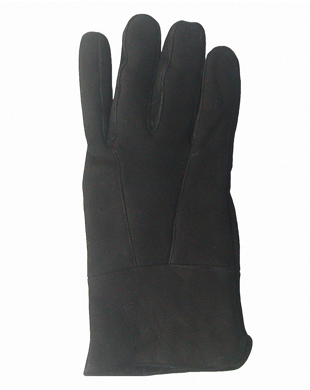 Herren Velourleder Lammfell Fingerhandschuhe aus Fellstücken schwarz, Herren Fell Handschuhe, Größe 11