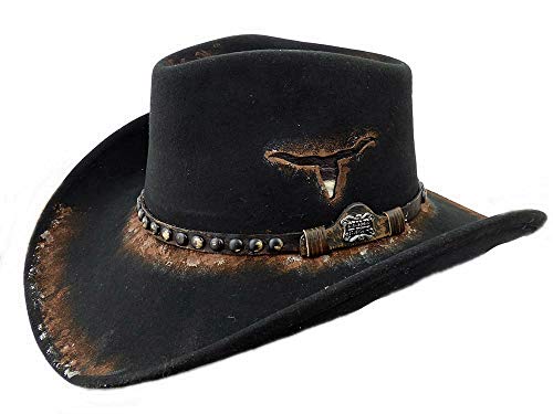 Dallas Hats Cowboyhut Fort Worth schwarz Wollfilz Longhorn Gr. S - XL (L)