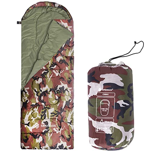 SPRINGOS Schlafsack Bettdecke 73 x 210 cm inkl. Packbeutel Mumie Outdoor Schlafsack für Wandern Picknick Camping Festival Bettdecke mit Kapuze