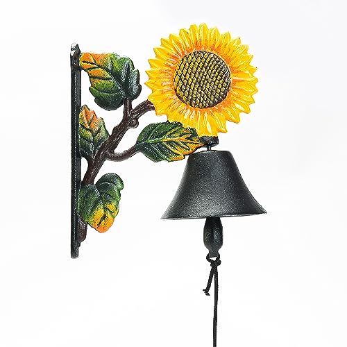 sungmor schwere Pflicht aus Gusseisen, zum Aufhängen Bell Handgeführte Dekorative Tür Bell, Sonnenblume Wand montiert Bell, Garden & Home & Store & Outdoor Dekorationen