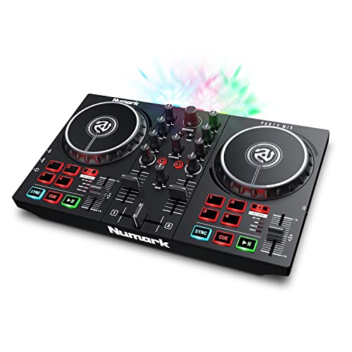 Numark Party Mix II – Einsteiger DJ Controller Set mit eingebauten DJ-Lichtern & DJ-Mixer für Serato DJ Lite und Algoriddim djay Pro AI