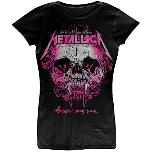Metallica T Shirt Wherever I May Roam Band Logo offiziell Damen Skinny Fit L