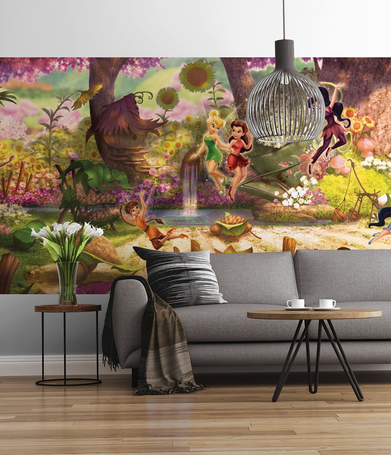 Sunny Decor | Disney | Fototapete FAIRIES FOREST | 368 x 127 cm | Tapete, Wand Dekoration, Feen, Tinker Bell, Kinderzimmer | SD416